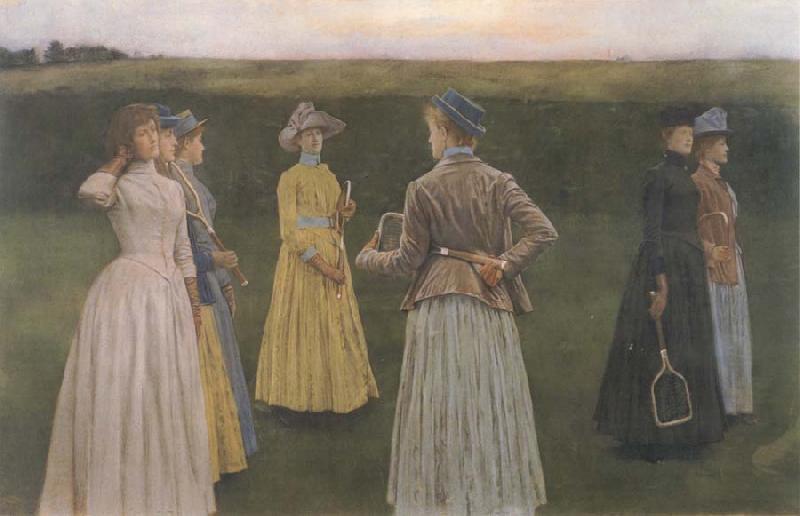 Fernand Khnopff memories Lawn Tennis Sweden oil painting art